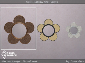 Sims 4 — Hum Rattan Mirror Large by Mincsims — 3 metal textures and 3 white and black with rattan. 6 swatches
