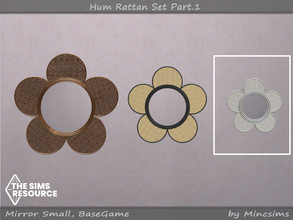 Sims 4 — Hum Rattan Mirror Small by Mincsims — 3 metal textures and 3 white and black with rattan. 6 swatches