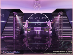 Sims 4 — The Perfect Night Neon Basement Club Room by Moniamay72 — I present a beautiful Neon Club Basement Room.The room