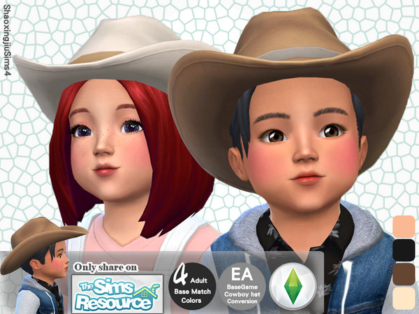 Sims 4 — Toddler Cowboy Hat 4 Colors by jeisse197 — Adult Mesh Conversion Category: Hat - 4 Colors In Age: Toddler The