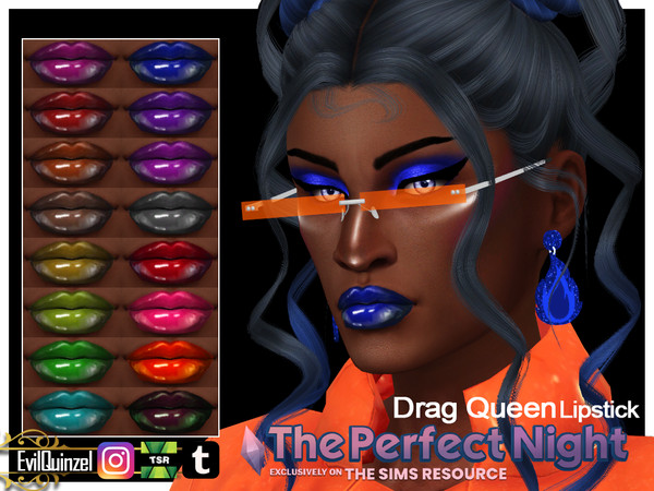Sims 4 — The Perfect Night - Drag Queen Lipstick by EvilQuinzel — Glossy and colorful lipstick for your Drag Queen! -