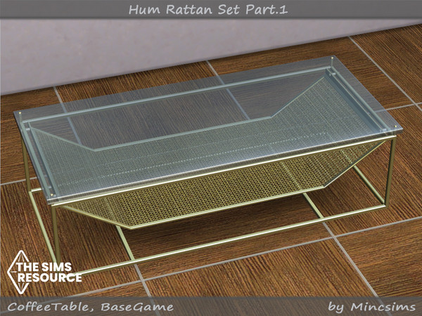 Sims 4 — Hum Rattan CoffeeTable by Mincsims — 3 metal textures and 3 white and black with rattan. 6 swatches