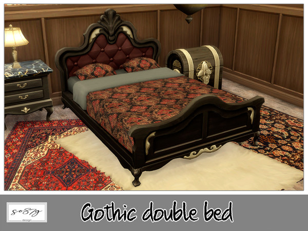 Sims 4 — Gothic double bed by so87g — cost 5000$ you can find it in comfort - bed (Double). Available in 6 colors.