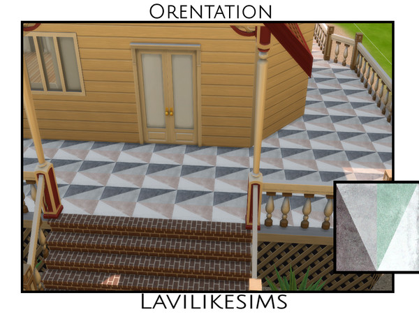 Sims 4 — Orientation by lavilikesims — A modern stone floor (inside, outside) with triangles in different shades and