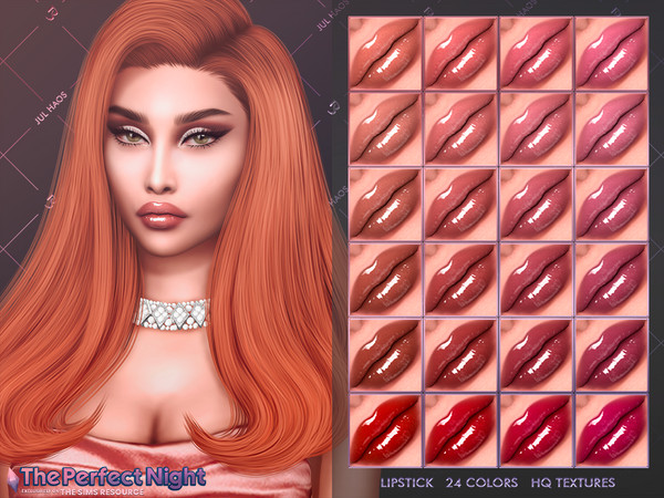 Sims 4 — [THE PERFECT NIGHT] LIPSTICK by Jul_Haos — - CATEGORY: LIPSTICK - COLORS: 24 - SLIDERS COMPATIBLE - GENDER -