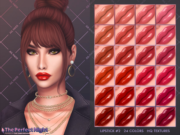Sims 4 — [THE PERFECT NIGHT] LIPSTICK #2 by Jul_Haos — - CATEGORY: LIPSTICK - COLORS: 24 - SLIDERS COMPATIBLE - GENDER -