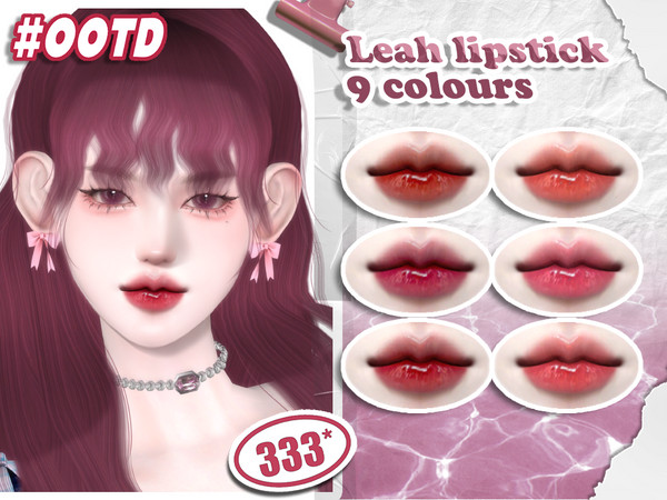 Sims 4 — 333-Leah lipstick by asan333 — HQ mod compatible custom thumbnail Reuploading to any forum or website is not