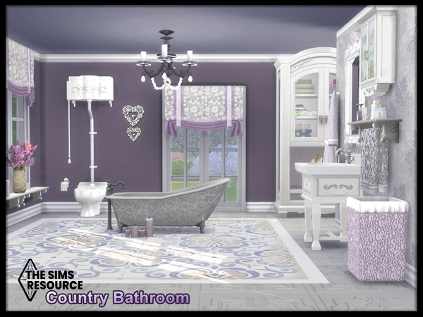 Sims 4 — Country Bathroom by seimar8 — Maxis match country bathroom set in a vintage style of purple and white with