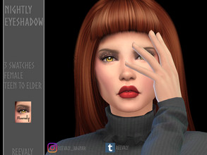 Sims 4 — Nightly Eyeshadow by Reevaly — 3 Swatches. Teen to Elder. Female. Works with all Skins and Overlays. Base Game