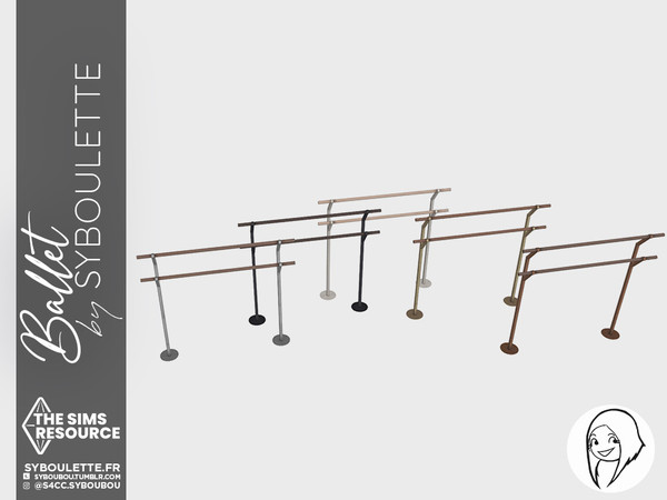 Sims 4 — Ballet - Floor barre by Syboubou — Decoration floor barre handrail that are tileable to make a dance studio or a