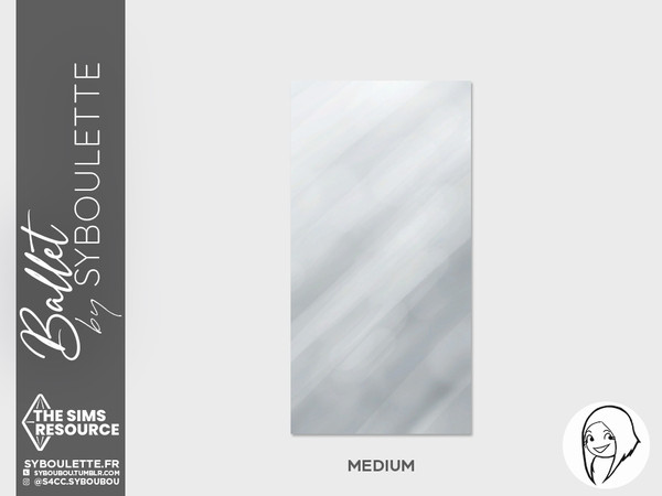 Sims 4 — Ballet - Full wall tileable mirror (medium) by Syboubou — This mirror is 2 tiles large and full wall height (for