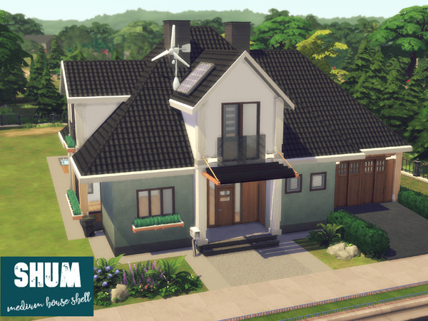 Sims 4 — Shum [Shell] by GenkaiHaretsu — Medium house shell. *For safety, place the house as furnished (so as not to lose