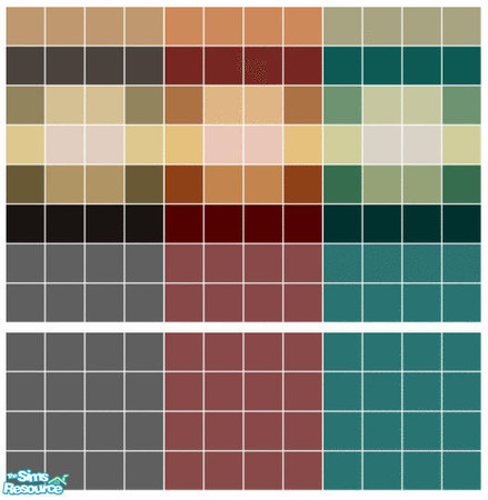 Sims 2 — Eclipse Tile Set by s00z — Three tiled walls with coordinating floors.
