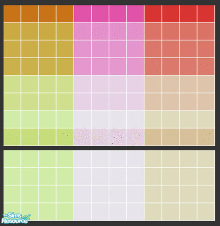Sims 2 — Clash Tile Set by s00z — Three tiled walls with coordinating floors.