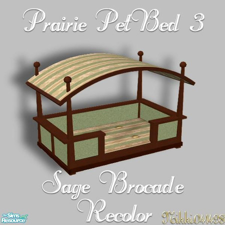 Sims 2 — Prairie PetBed  3 Brocade by Nikki041498 — This canopied pet bed features Sage brocade fabric on the mattress