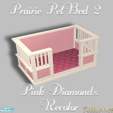 Sims 2 — Prairie PetBed 2 Pink by Nikki041498 — Pink quilted mattress and pink diamond fabric side panels with white