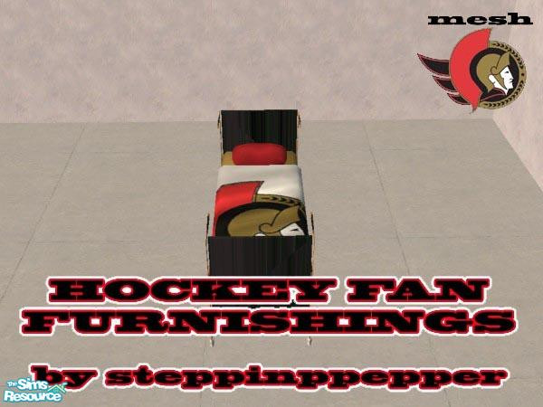 Sims 2 — Hockey Fan Furnishings - Single Bed by steppinpepper — Part of Hockey Fan Furnishings set. Requires the double