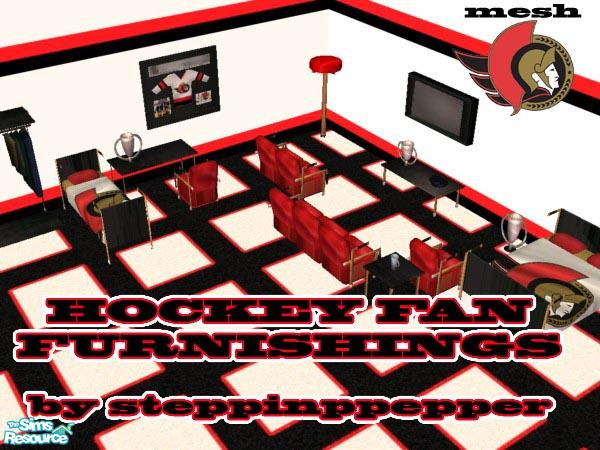 Sims 2 — Hockey Fan Furnishings by steppinpepper — Being the absolute hockey nut I am, I thought I'd make some furniture