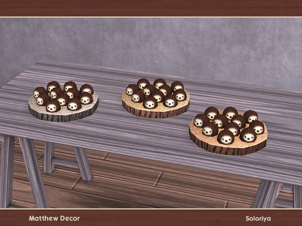 Sims 4 — Matthew Decor. Hedgehogs Snacks by soloriya — Decorative hedgehogs snacks. Part of Matthew Decor set. 3 color