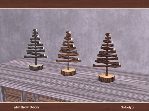 Sims 4 — Matthew Decor. Wooden Tree by soloriya — Decorative wooden tree. Part of Matthew Decor set. 3 color variations.