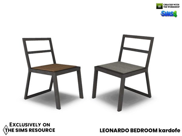 Sims 4 — Leonardo Bedroom_DeskChair by kardofe — Industrial style desk chair, wood and metal, in two different options