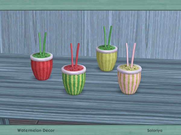 Sims 4 — Watermelon Decor. Cocktail, v2 by soloriya — Decorative cocktail. Part of Watermelon set. 4 color variations.