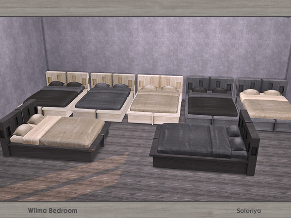 Sims 4 — Wilma Bedroom. Bed by soloriya — Modern bed. Part of Wilma Bedroom. 7 color variations. Category: Comfrot -