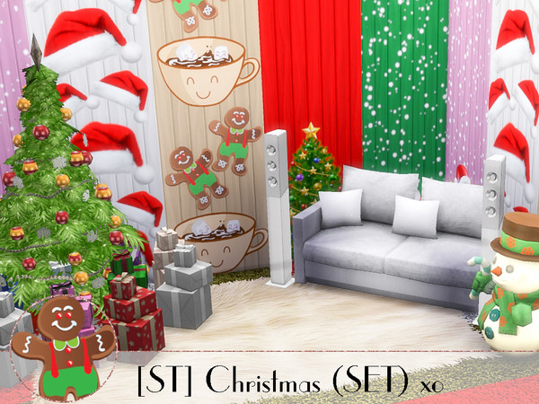 Sims 4 — Christmas (SET) xo by SugaredTerror — The perfect wallpaper for that special season of the year! Gather around