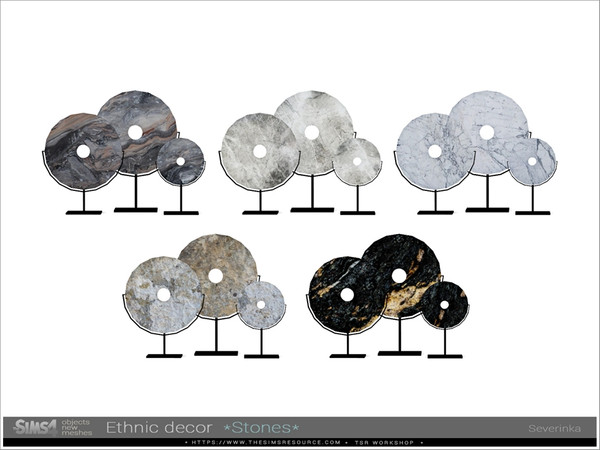 Sims 4 — Ethnic decor - 3 circle stones by Severinka_ — Table stone sculpture '3 circle stones' From the set 'Ethnic