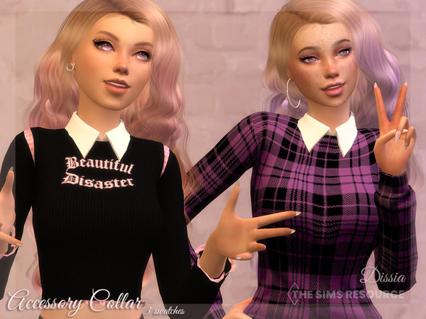 Sims 4 — Accessory Collar by Dissia — Accessory collar for some of your tops, or as a necklace ;) Available in 3 swatches