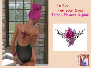 Sims 3 — ws Tattoo Rose Tribal Pink by watersim44 — Selfmade created Pattern Tribel Tattoo FlowerPink Created by