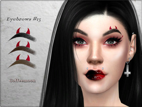 Sims 4 — Red devil horns eyebrows N13 by coffeemoon — 12 options 3 colors: black, brown, blonde for female only: teen,