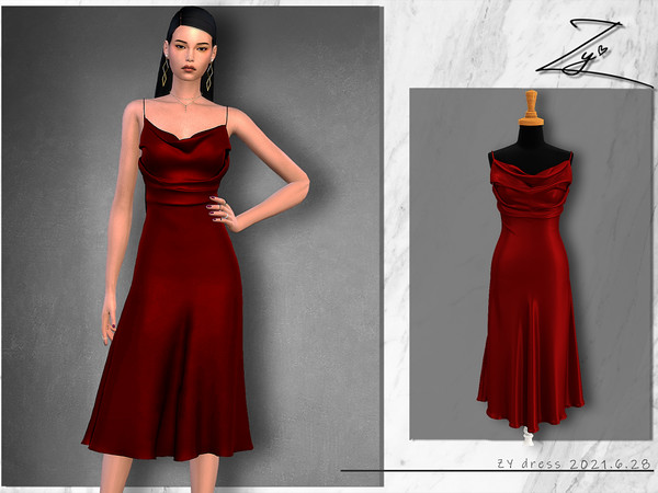 Sims 4 — Silk evening dress_Zy by _zy — New mesh 7 colors All lods HQ compatible hope you will like it~