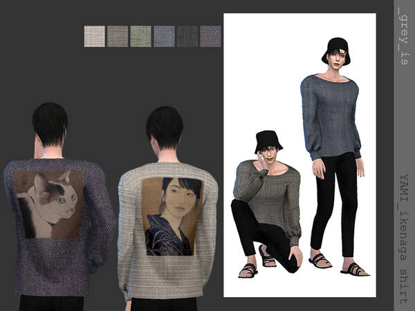 Sims 4 — _yami_ 005 Ikenaga Shirt by greyIS — _name: YAMI _style: long sleeve shirt _cas navigation: top _fashion choice:
