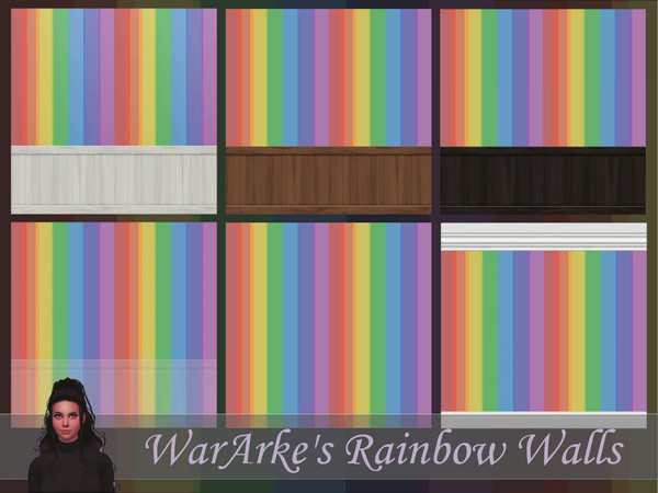 Sims 4 — Rainbow Walls by WarArke — Colourful walls in all the colours of the rainbow and their blended combinations. 6