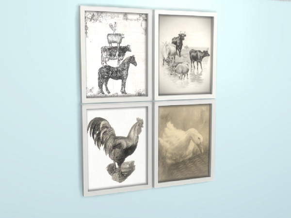 Sims 4 — Duck Egg Blue Farmhouse Kitchen Animal Art by seimar8 — Maxis match duck egg blue farmhouse kitchen animal art