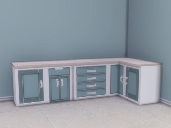 Sims 4 — Duck Egg Blue Farmhouse Kitchen Counter by seimar8 — Maxis match duck egg blue farmhouse kitchen counter in a