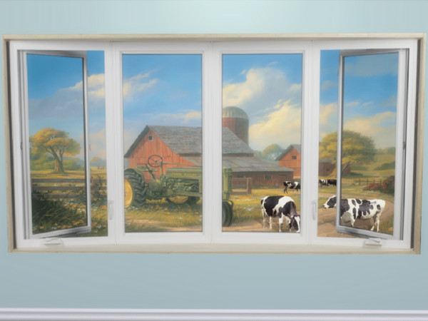 Sims 4 — Duck Egg Blue Farmhouse Kitchen Farm Window by seimar8 — Maxis match duck egg blue farmhouse kitchen open Farm