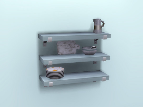 Sims 4 — Duck Egg Blue Farmhouse Kitchen Rustic Shelf by seimar8 — Maxis match duck egg blue farmhouse kitchen rustic