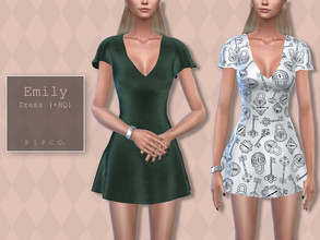 Sims 4 — Emily Dress. by Pipco — A cute suede dress in 13 colors. 13 swatches - 10 solids and 3 patterns Base Game