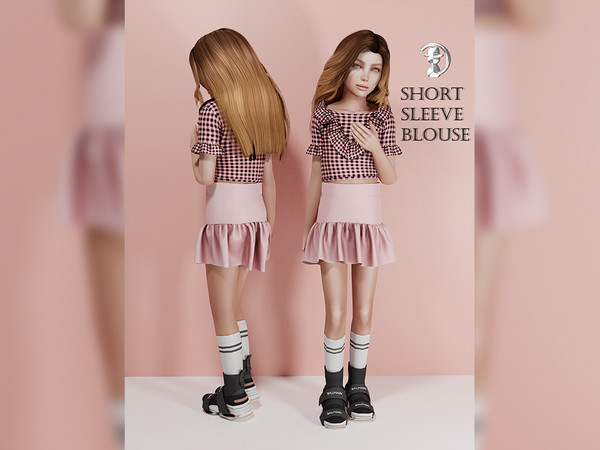 Sims 4 — [PATREON] (Early Access) Short Sleeve Blouse Premium03 by Daph's — 10 Swatches Compatible with HQ mod Works with
