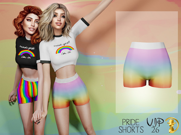 Sims 4 — [PATREON] (Early Access) PRIDE Shorts VIP26 by Daph's — 2 Swatches Compatible with HQ mod Works with all of