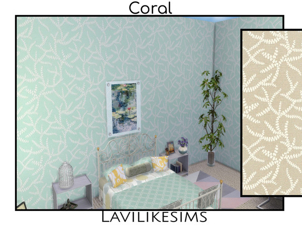 Sims 4 — Coral LLS by lavilikesims — Beautiful paper for you island retreat, bathroom or any seaside theme you want 6