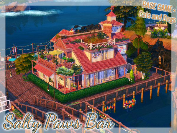 Sims 4 — Salty Paws Bar  by simmer_adelaina — Salty Paws Bar is open for everyone, this old and rustic build is right at