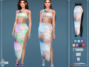 Sims 4 — Flame Print Slinky Midaxi Skirt by Harmonia — New mesh / All Lods HQ 7 Swatches Please do not use my textures.