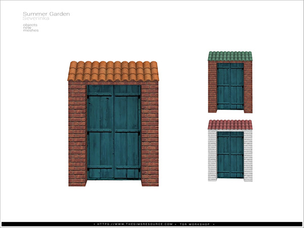 Sims 4 — Summer garden - lean-to narrow by Severinka_ — Brick lean-to with tiled roof (narrow) From the set 'Summer