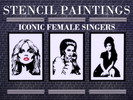 Sims 4 — Female Singer Stencil Paintings by aMemeFan — Stencil paintings of Debbie Harry, Lana Del Rey and Amy Winehouse.