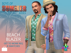 Sims 4 — SimmieV BoS Beach Blazer by SimmieV — What says summer more than a seersucker blazer? A seersucker blazer paired