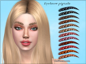 Sims 4 —  Fancy eyebrow pigtails by coffeemoon — 25 color options: black, brown, blonde, platinum, gray, burgund, orange,