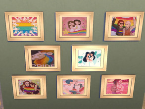Sims 4 — Paintings Pride First Part by julimo2 — Celebrate diversity with these fantastic LGBTQIA + paintings! Pride